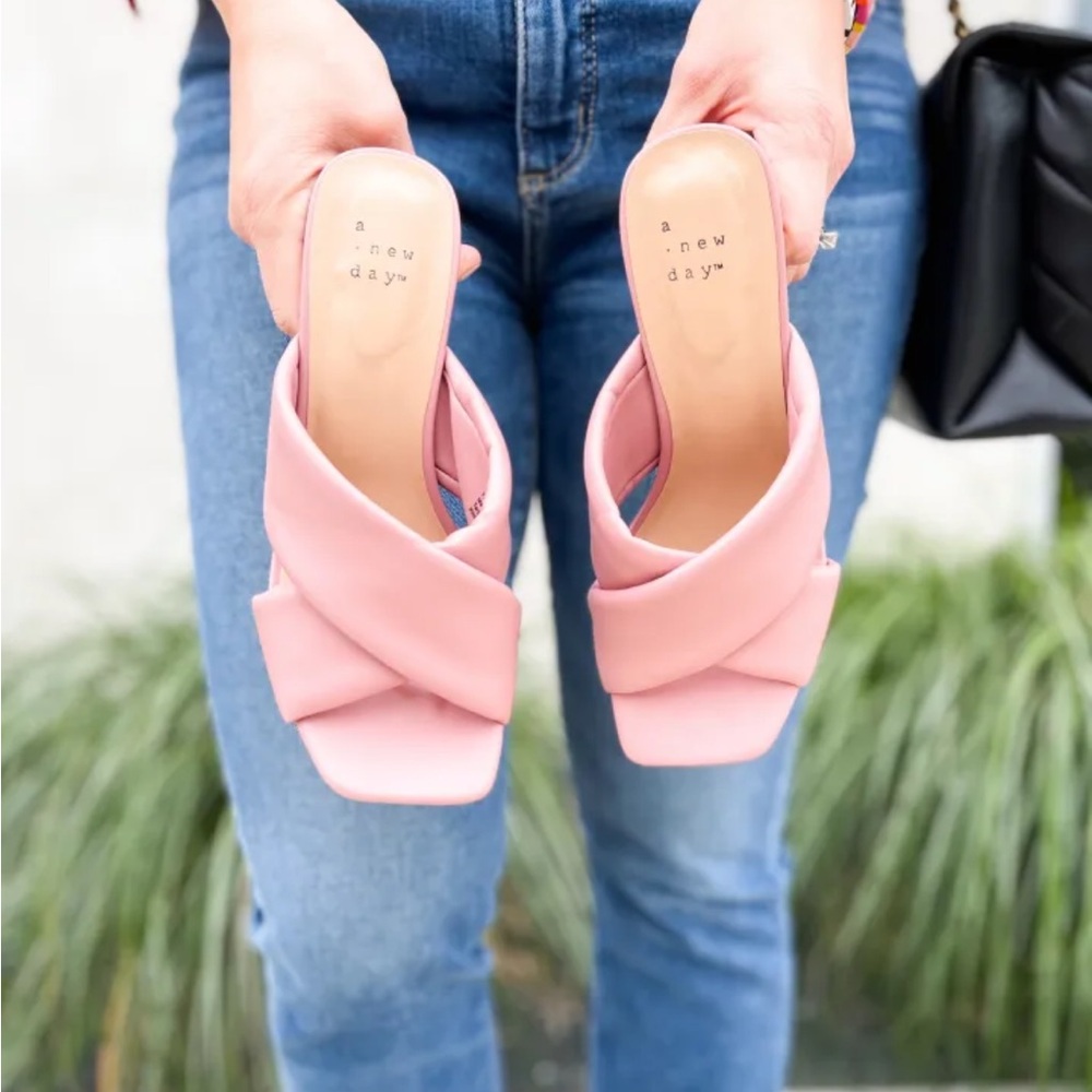 - A new day rose pink padded block heels size 6.5 new